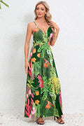 Printed Surplice Maxi Cami Dress - Hovatok
