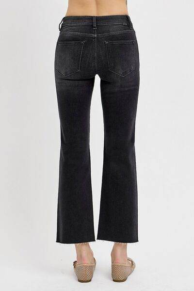 RISEN Tummy Control Mid Rise Crop Straight Jeans - Hovatok