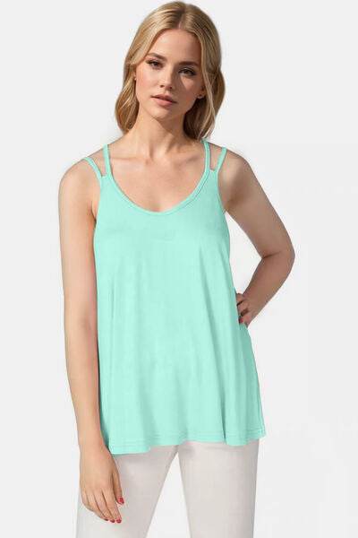 Basic Bae Bamboo Scoop Neck Double Spaghetti Straps Cami - Hovatok