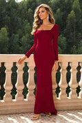 Square Neck Long Sleeve Dress - Hovatok
