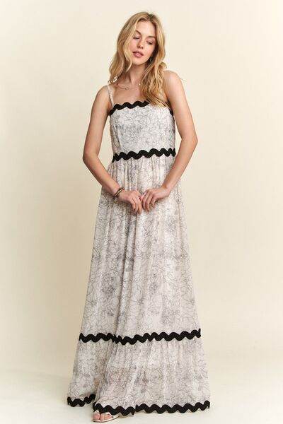 ADORA Floral Adjustable Strap Maxi Cami Dress - Hovatok