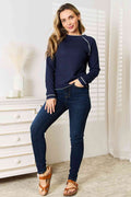 Basic Bae Long Raglan Sleeve Round Neck Top - Hovatok