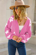 Angel Wings Floral Open Front Fuzzy Cardigan - Hovatok