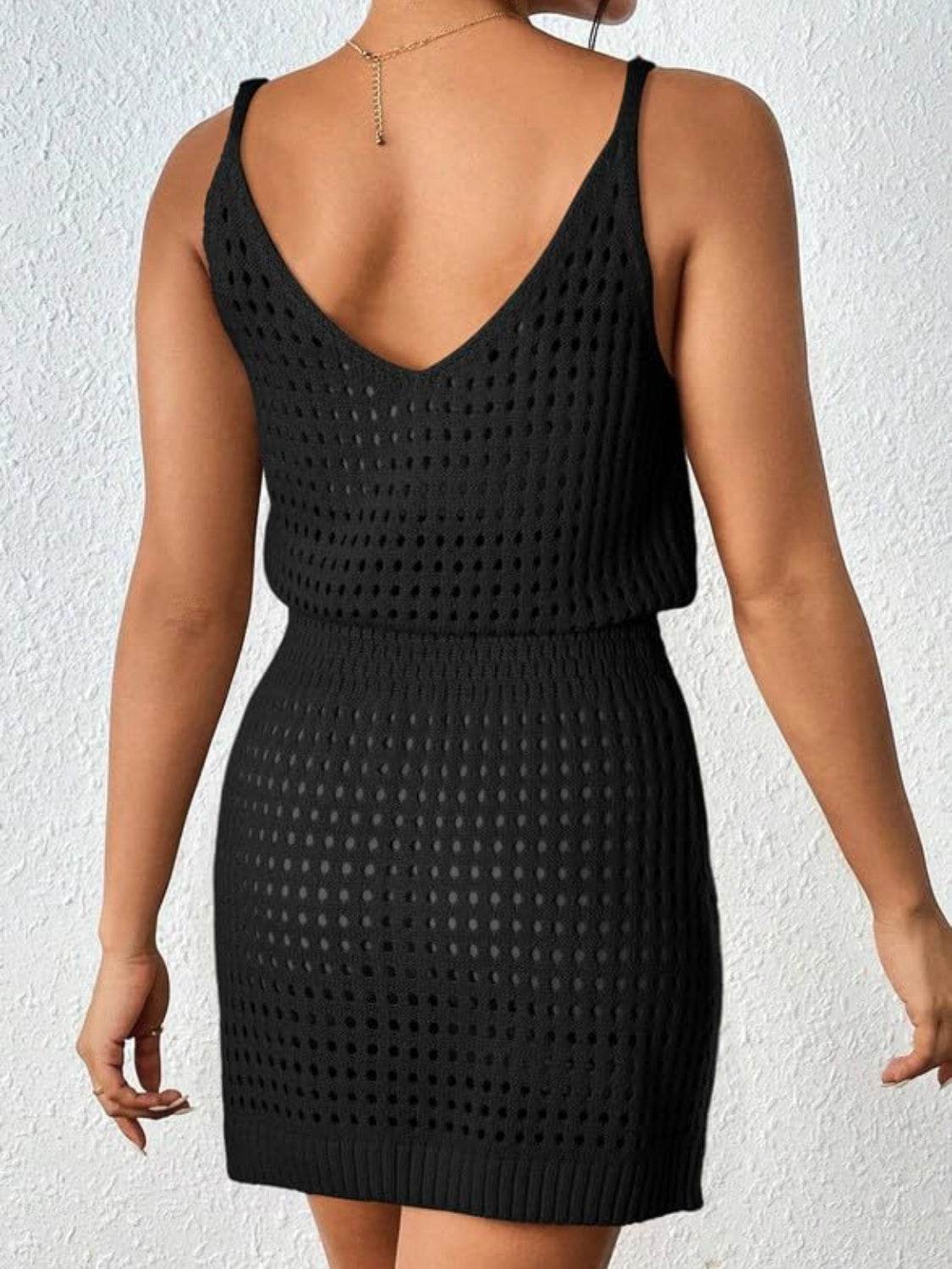 Openwork V-Neck Sleeveless Cover Up Dress - Hovatok