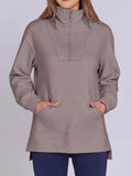 ฺHigh-Low Quarter Zip Long Sleeve Sweatshirt - Hovatok