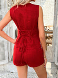 Devine Button Down Sleeveless Top and Shorts Set - Hovatok