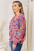 Angel Wings Woven Right V-Neck Long Sleeve Cardigan - Hovatok