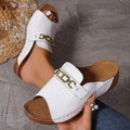 Open Toe Sandals with Metal Chain Decor - Hovatok