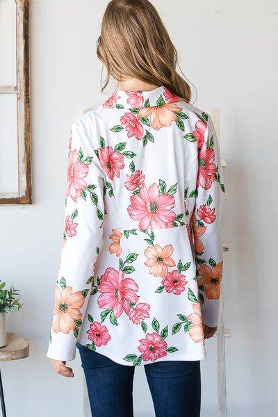 Heimish Full Size Multi Color Floral Blazers with Tunic Plus Size - Hovatok