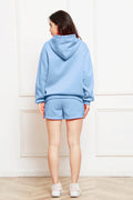 Drop Shoulder Long Sleeve Hoodie and Shorts Set - Hovatok