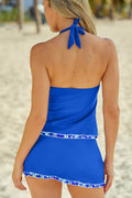 Full Size Halter Neck Swim Top and Ruched Skirt Set - Hovatok