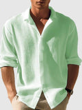 Men's Full Size Collared Neck Button Down Long Sleeve Shirt Plus Size - Hovatok