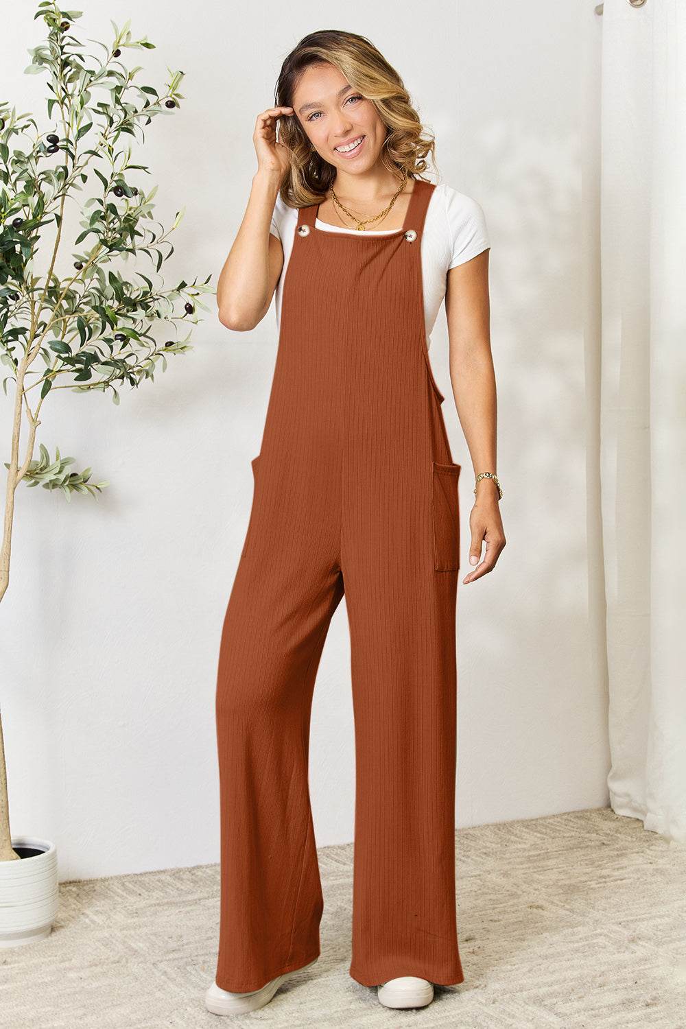 Double Take Full Size Wide Strap Overall with Pockets - Hovatok