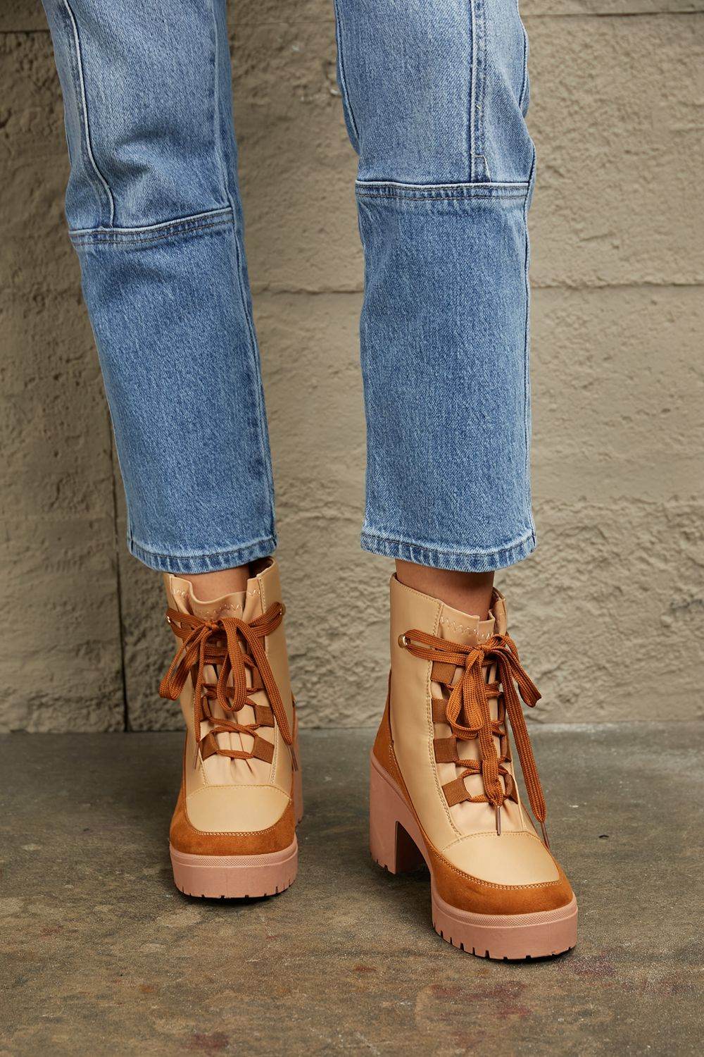 East Lion Corp Lace Up Lug Booties - Hovatok