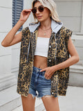 Leopard Buttton Up Denim Vest - Hovatok