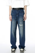 Men's Distressed Applique Straight Jeans - Hovatok
