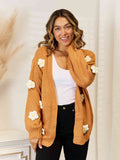 Angel Wings Flower Dropped Shoulder Open Front Cardigan - Hovatok