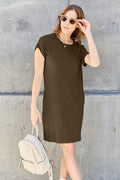 Basic Bae Full Size Round Neck Short Sleeve Dress with Pockets - Hovatok