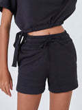 Drawstring Solid Color Shorts with Pockets - Hovatok