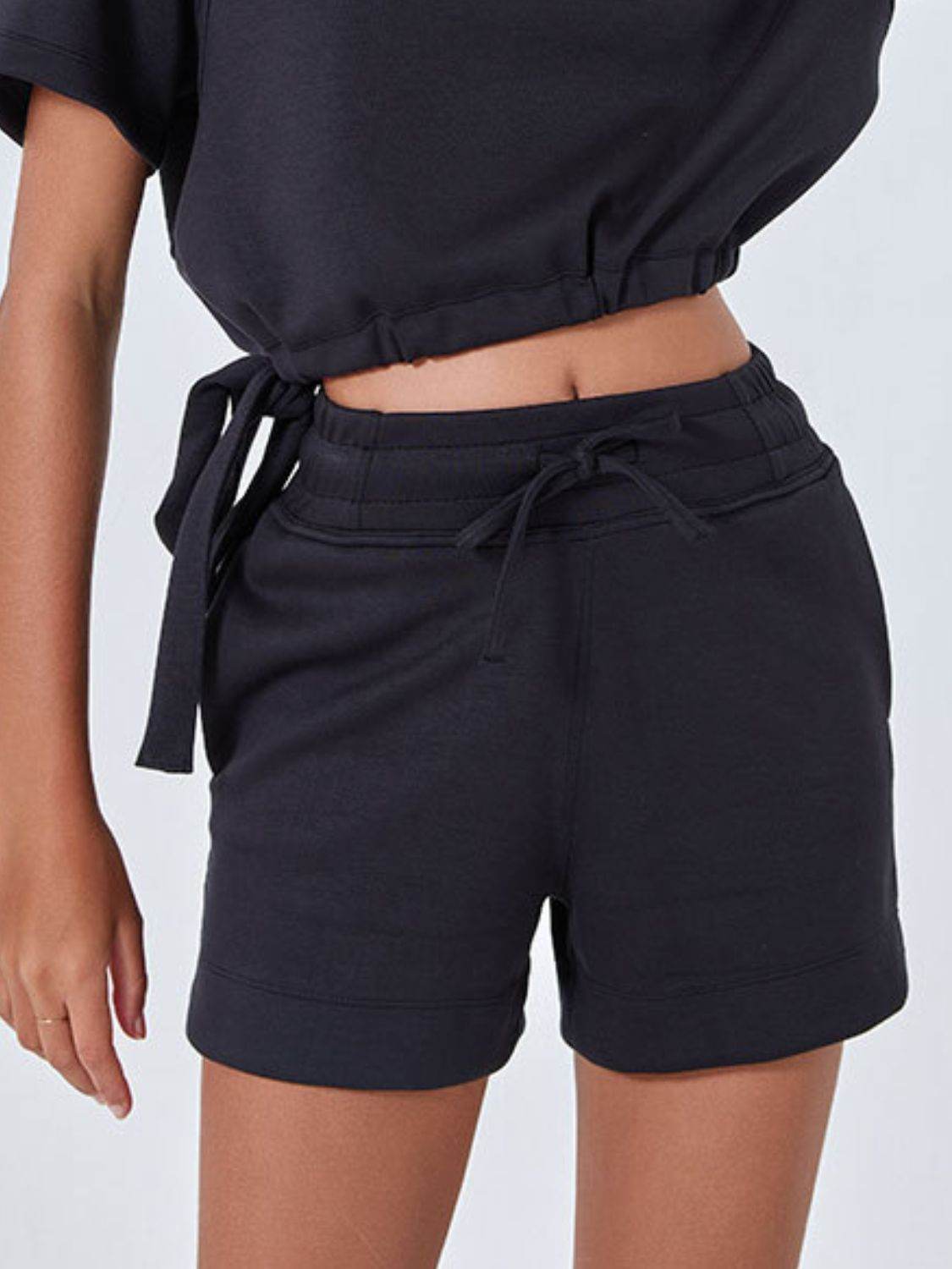 Drawstring Solid Color Shorts with Pockets - Hovatok