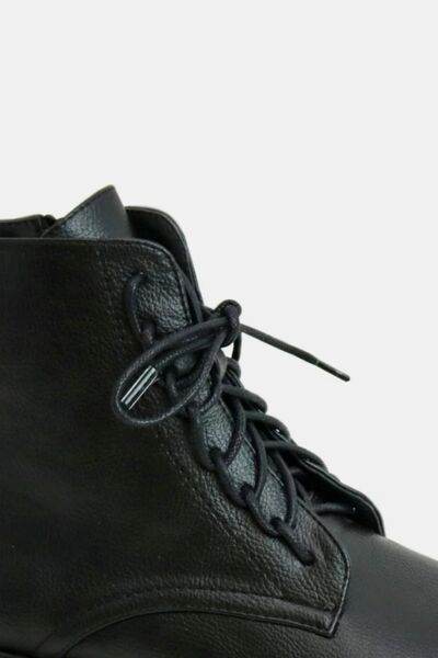 Beast Fashion Faux Leather Lace-Up Boots with Side Zipper - Hovatok