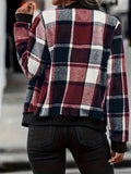 Plus Size Plaid Baseball Collar Zip Up Jacket - Hovatok