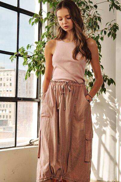 ADORA Drawstring Sleeveless Washed Dress - Hovatok