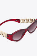 Chain Detail Temple Cat Eye Sunglasses - Hovatok