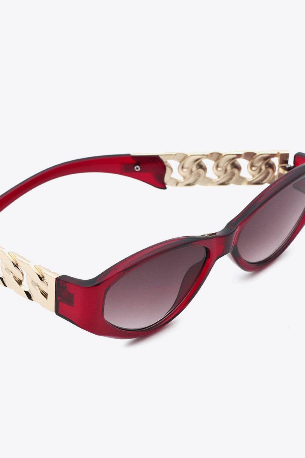 Chain Detail Temple Cat Eye Sunglasses - Hovatok