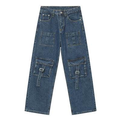 Mid Rise Men's Jeans with Cargo Pockets - Hovatok