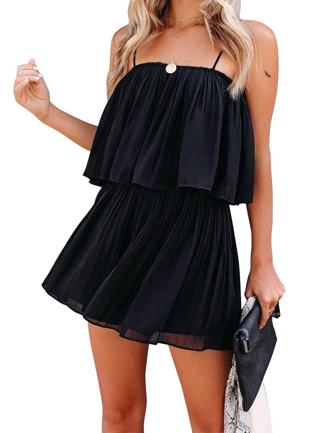 Ruched Spaghetti Strap Romper - Hovatok