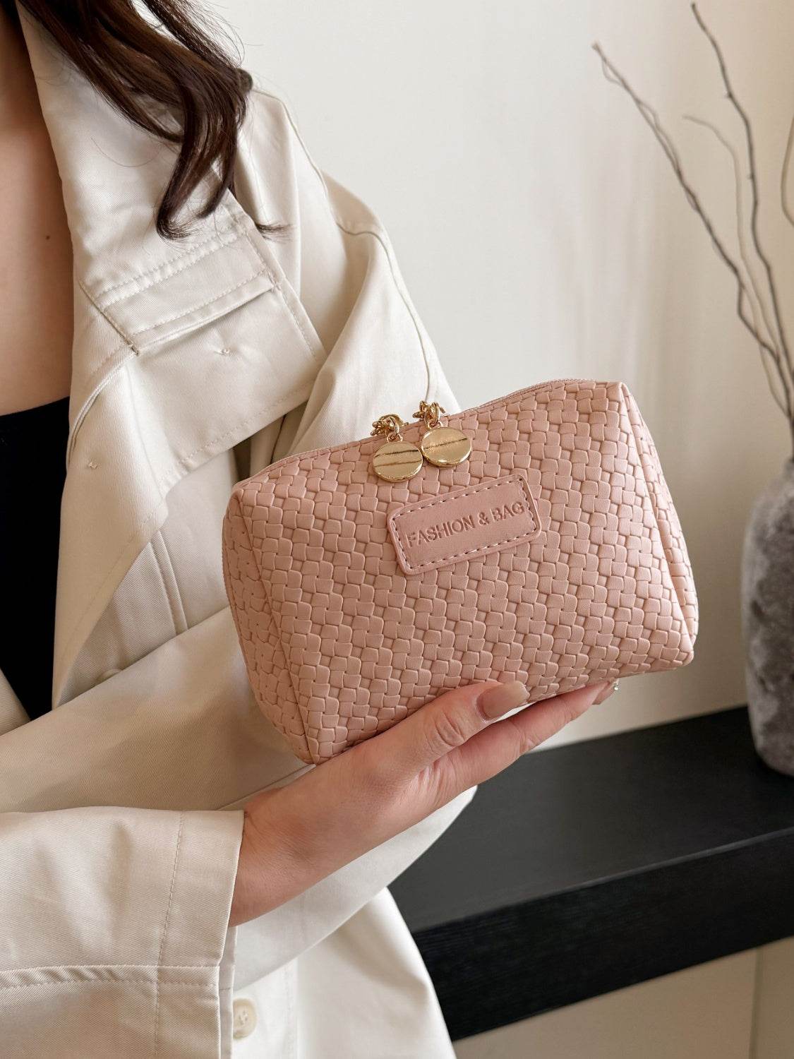 PU Leather Woven Clutch - Hovatok