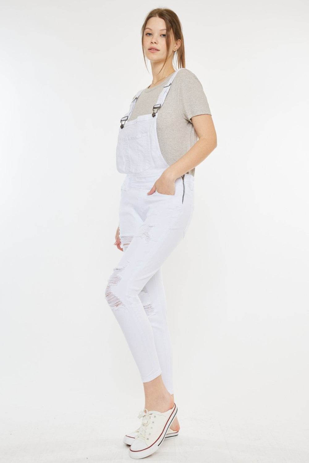 Kancan Distressed Skinny Denim Overalls - Hovatok