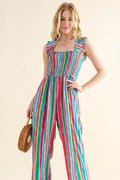 And The Why Full Size Striped Smocked Sleeveless Jumpsuit - Hovatok