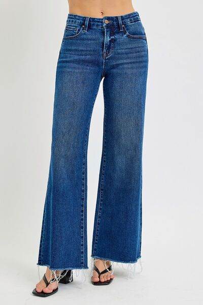 RISEN Tummy Control High Rise Wide Leg Jeans - Hovatok