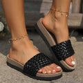 PU Leather Woven Platform Sandals - Hovatok