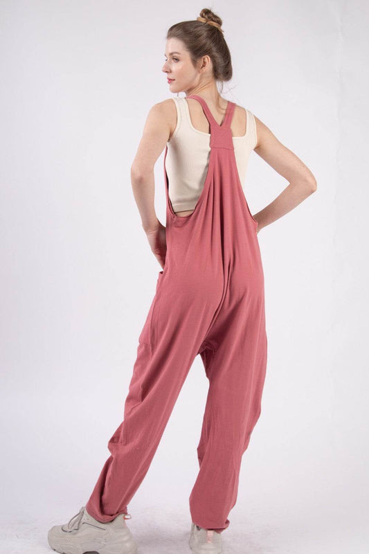 VERY J Plunge Sleeveless Jumpsuit with Pockets - Hovatok
