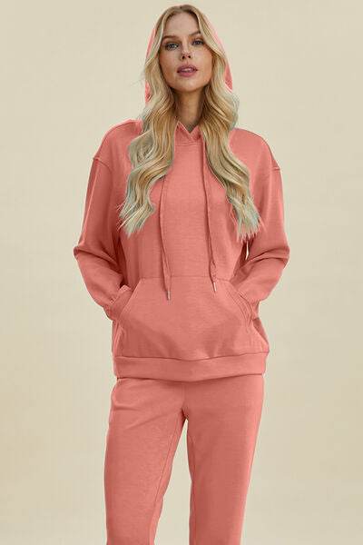 Basic Bae Full Size Air Scuba Drawstring Long Sleeve Hoodie with Kangaroo Pocket - Hovatok