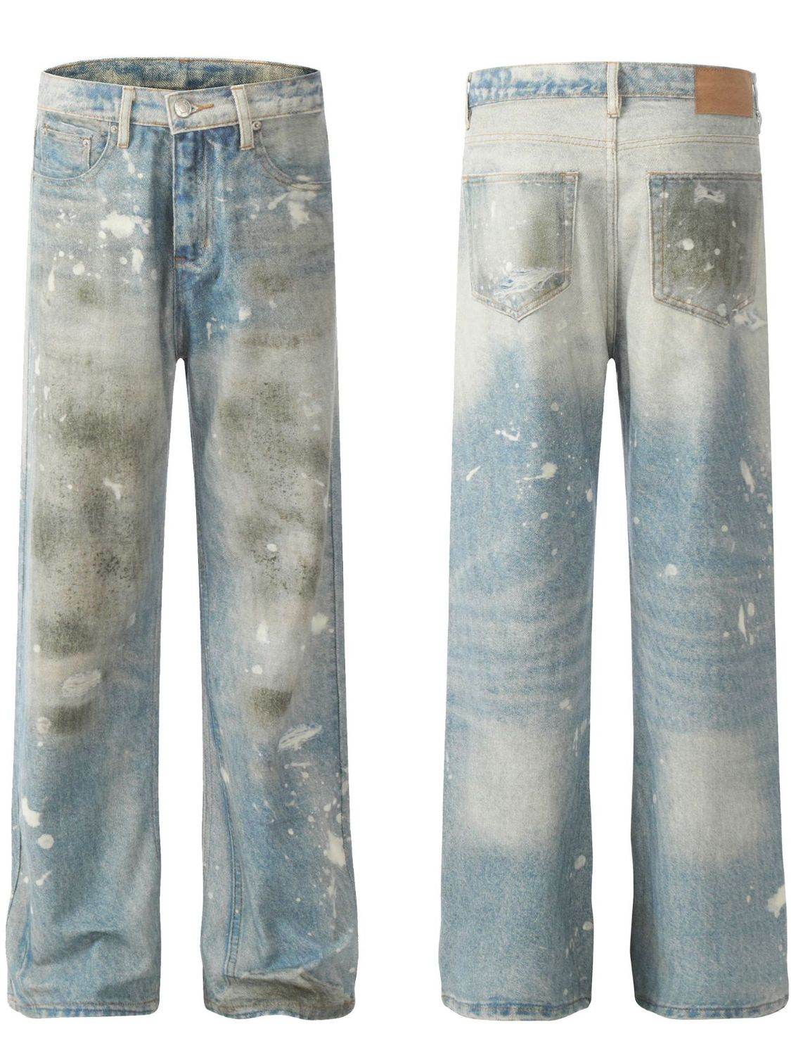 Men's Waste Soil Style Straight Leg Jeans - Hovatok