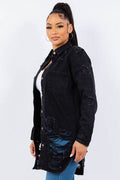 American Bazi Distressed Button Up Long Sleeve Denim Jacket - Hovatok