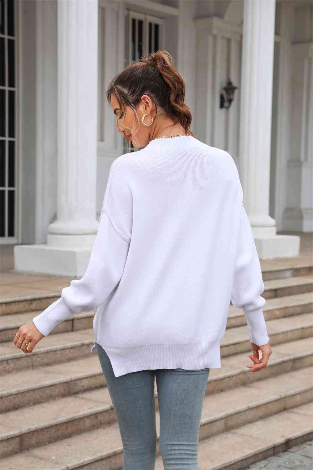 Angel Wings Round Neck Long Sleeve Sweater - Hovatok