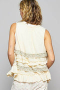 POL Ruffled Open Front Sleeveless Cardigan - Hovatok