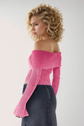 Double Take Ribbed Off-Shoulder Zip Up Long Sleeve Cardigan - Hovatok