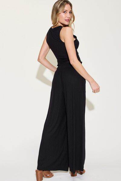 Basic Bae Full Size Ribbed Tank and Wide Leg Pants Set - Hovatok