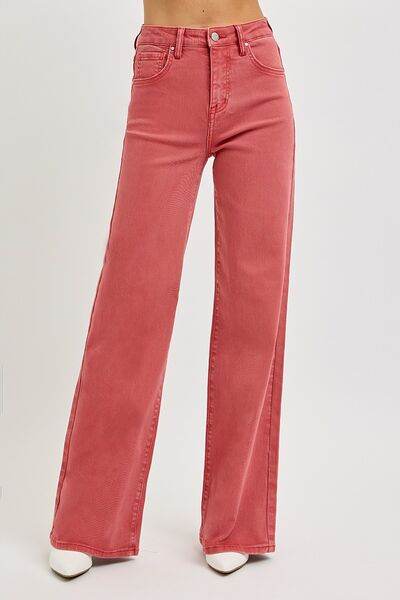 RISEN Full Size High Rise Tummy Control Wide Leg Jeans - Hovatok