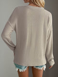 Double Take Pocketed Textured V-Neck Long Sleeve T-Shirt - Hovatok