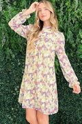 And The Why Floral Mock Neck Flounce Sleeve Dress - Hovatok