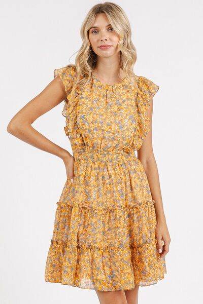 Mittoshop Ditsy Floral Print Ruffle Chiffon Mini Dress - Hovatok