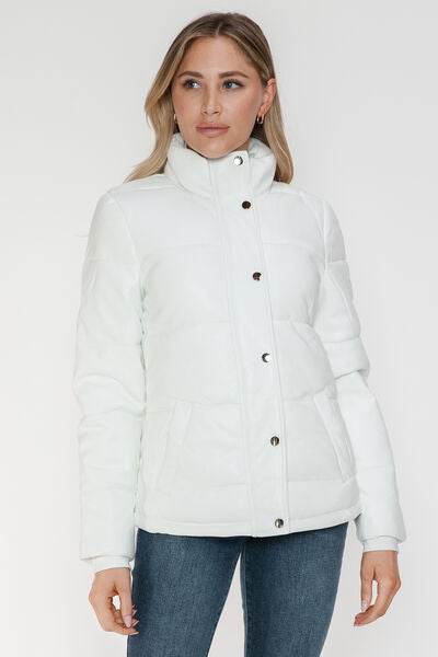 YMI Pocketed Zip Up Turtleneck Puffer Jacket - Hovatok
