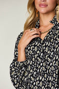 Double Take Full Size Leopard Long Sleeve Blouse - Hovatok
